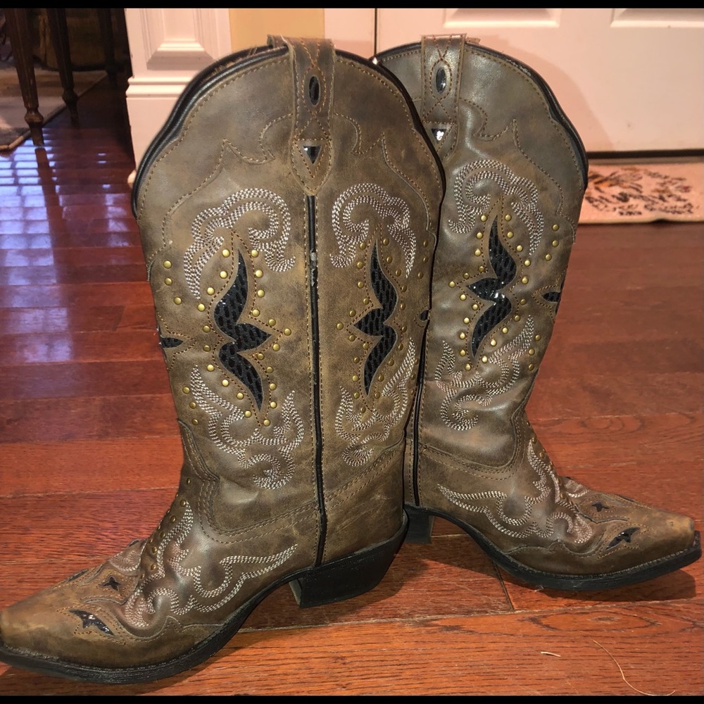 Ladies designer leather cowgirl/western boots  6.5